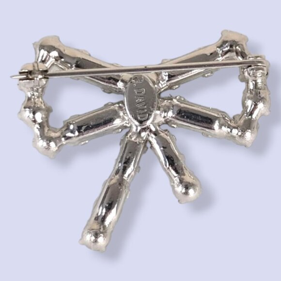 Vintage B David Rhinestone Bow Brooch - Picture 5 of 7